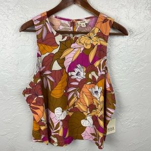 NWT A.N.A Sonia tropical print linen blend A-line Tank XXL